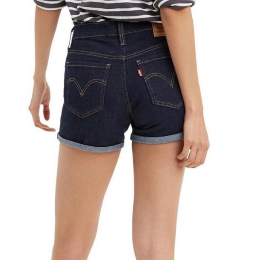 Levi’s | dark wash cuffed jean shorts